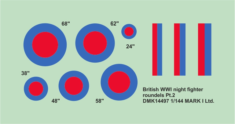 Mark I DMK14497 1:144 British WWI Night Fighter Roundels Pt.2