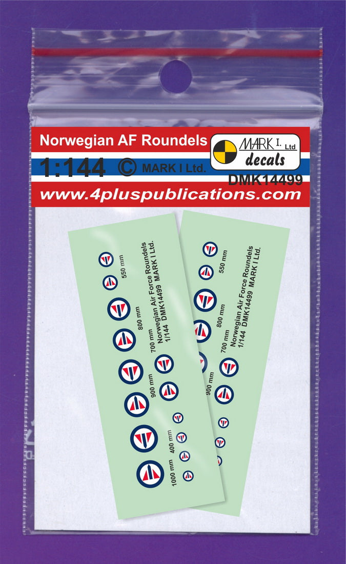 Mark I DMK14499 1:144 Norwegian AF Roundels Decal Set