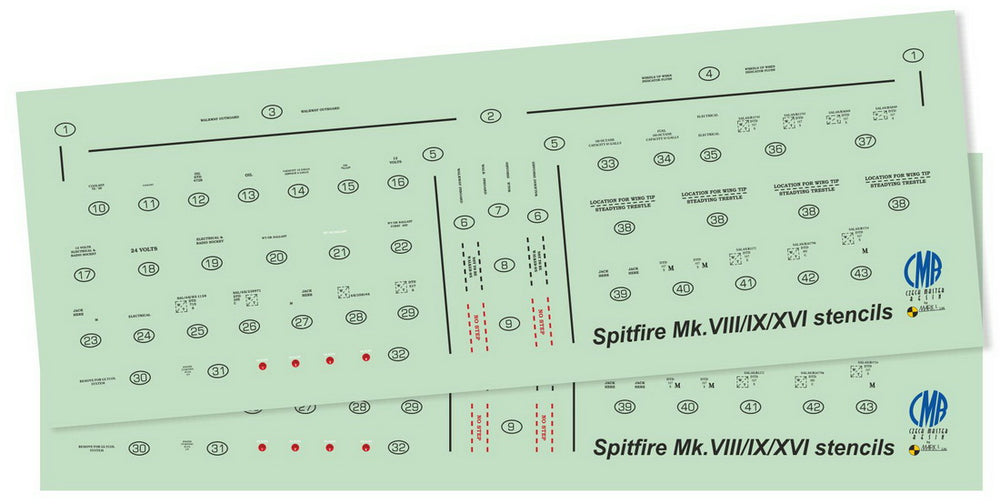 Mark I DMK7203 1:72 Spitfire Mk.VIII/IX/XVI Stencils Generic Set