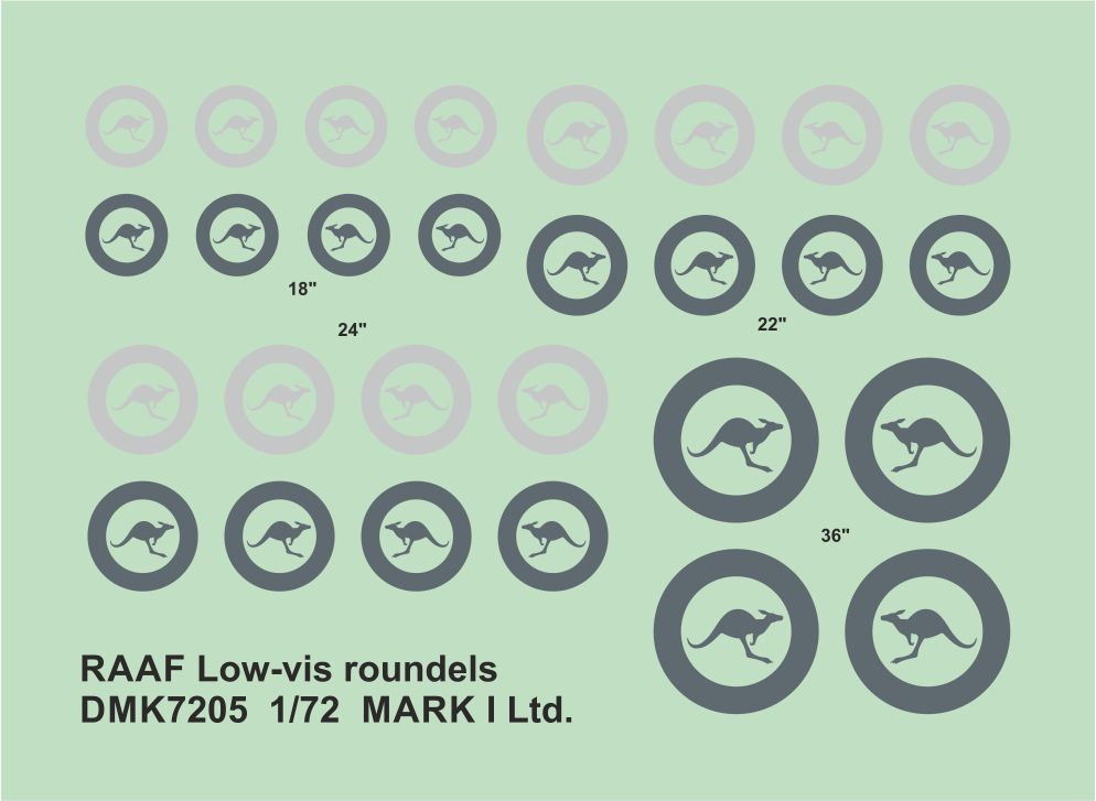 Mark I Decals DMK7205 1:72 RAAF Low-vis roundels, 2 sets