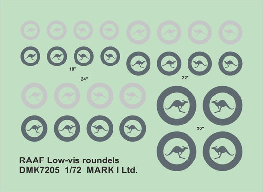 Mark I Decals DMK7205 1:72 RAAF Low-vis roundels, 2 sets