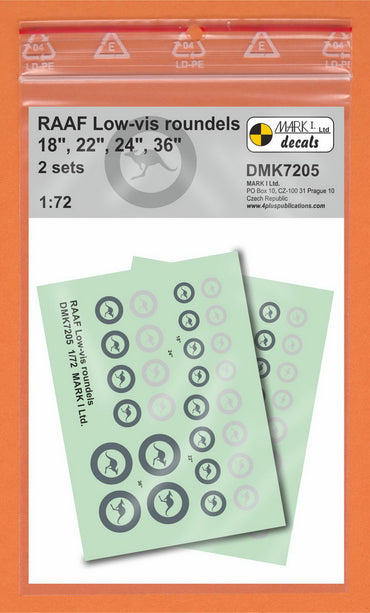 Mark I Decals DMK7205 1:72 RAAF Low-vis roundels, 2 sets