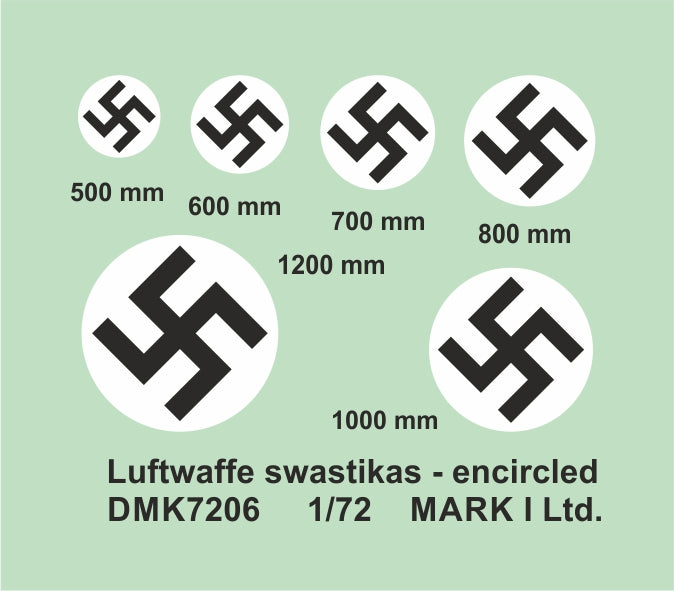 Mark I Decals DMK7206 1:72 Luftwaffe Swastikas, encircled
