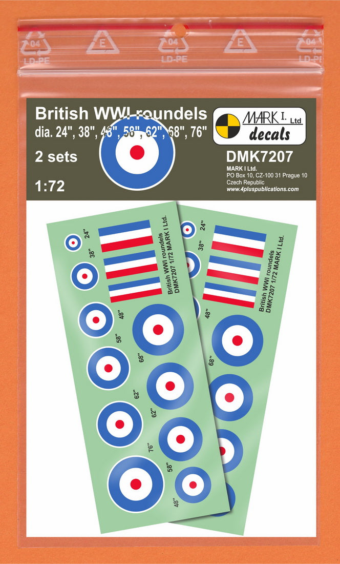 Mark I DMK7207 1:72 British WWI Roundels and Tricolour Stripes