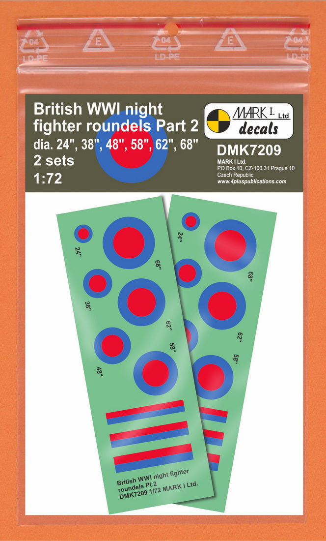 Mark I DMK7209 1:72 British WWI Night Fighter Roundels Pt.2