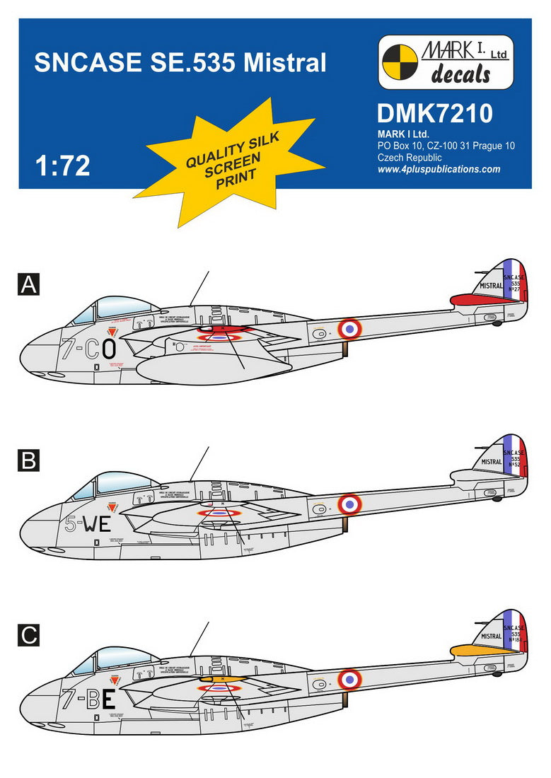 Mark I Decals DMK7210 1:72 SNCASE SE.535 Mistral