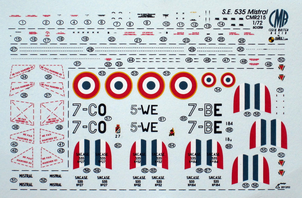 Mark I Decals DMK7210 1:72 SNCASE SE.535 Mistral