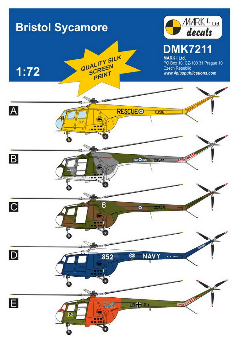 Mark I Decals DMK7211 1:72 Bristol Sycamore
