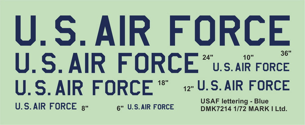 Mark I Decals DMK7214 1:72 USAF lettering