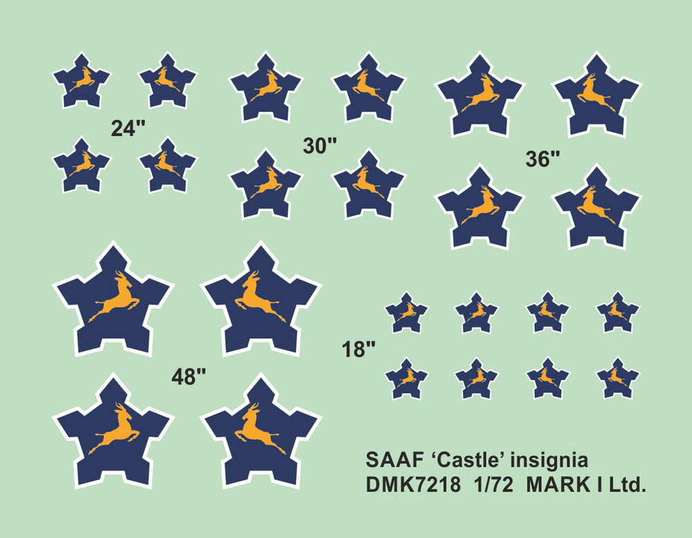 Mark I Decals DMK7218 1:72 SAAF 'Springbok and Castle' Insignia