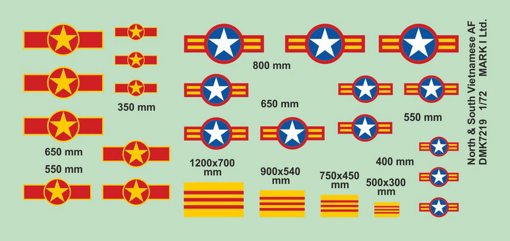 Mark I DMK7219 1:72 North and South Vietnam AF Insignia