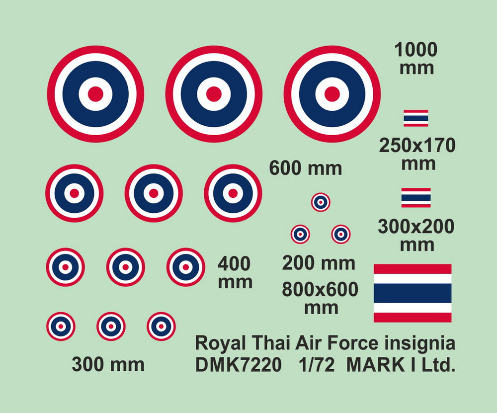 Mark I DMK7220 1:72 Royal Thai AF Insignia and Flags