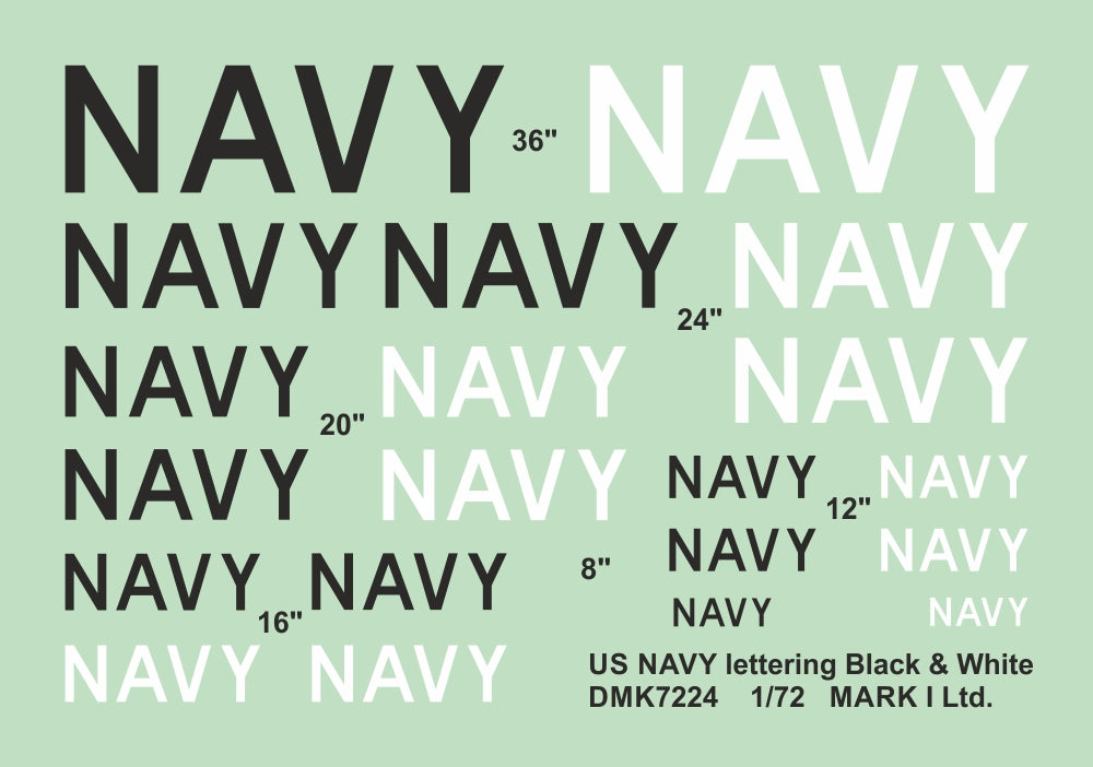 Mark I Decals DMK7224 1:72 US Navy lettering