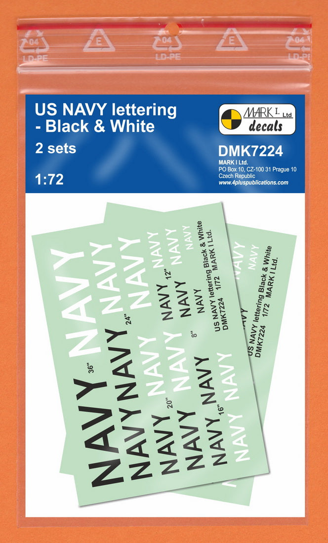 Mark I Decals DMK7224 1:72 US Navy lettering