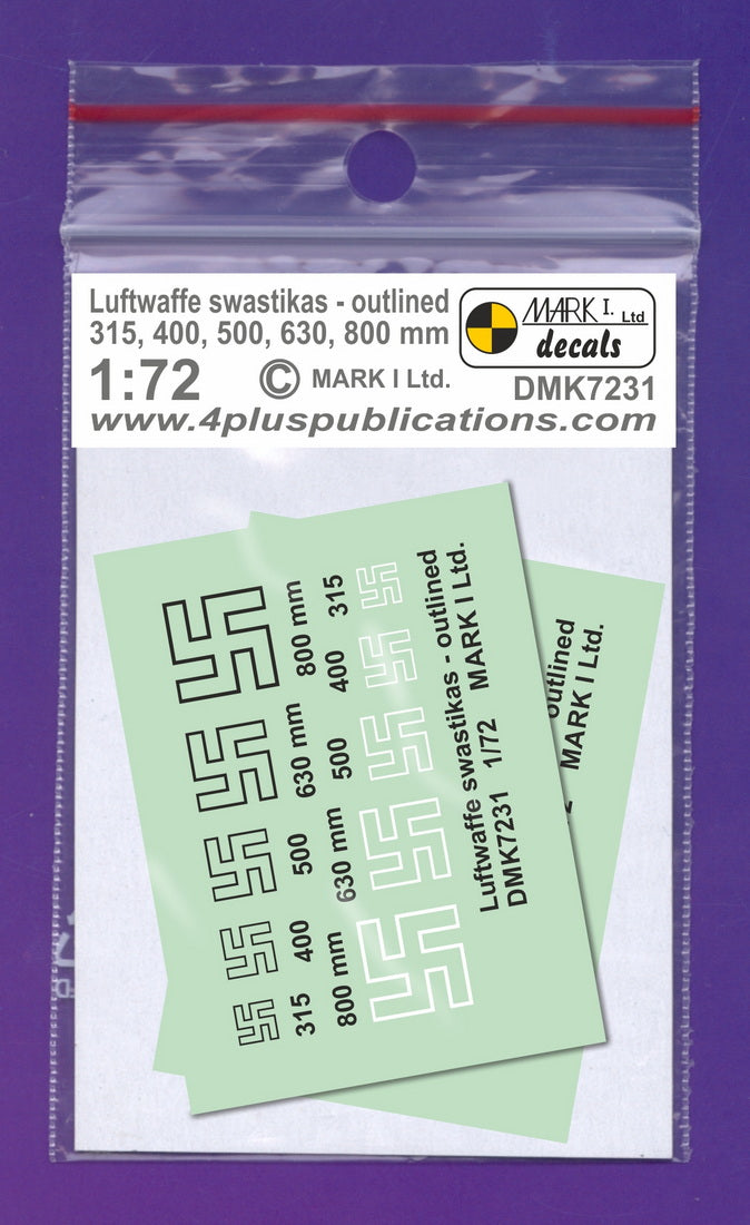 Mark I Decals DMK7231 1:72 Luftwaffe Swastikas, outlined