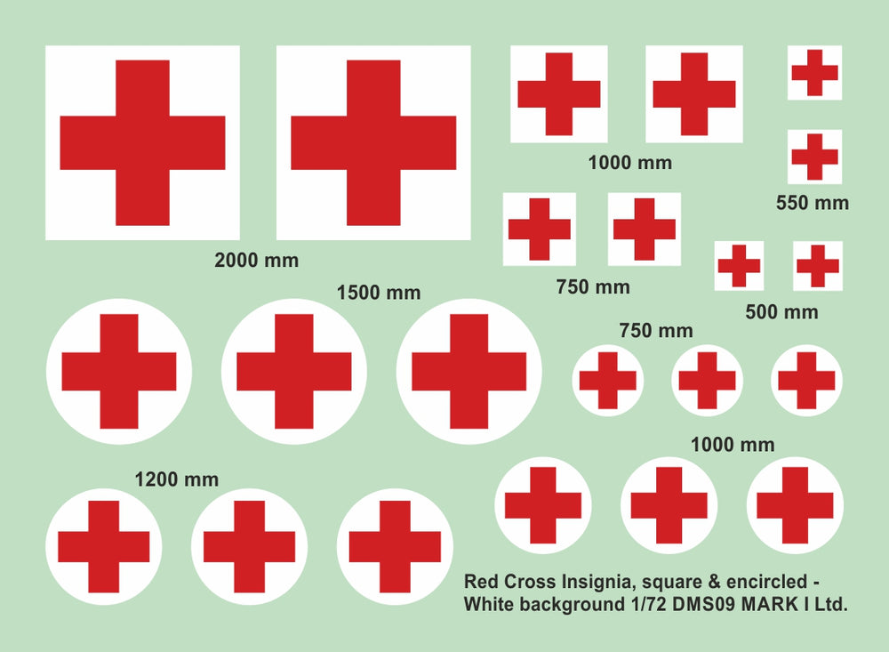 Mark I Decals DMS09 1:72 Red Cross Insignia, square & encircled