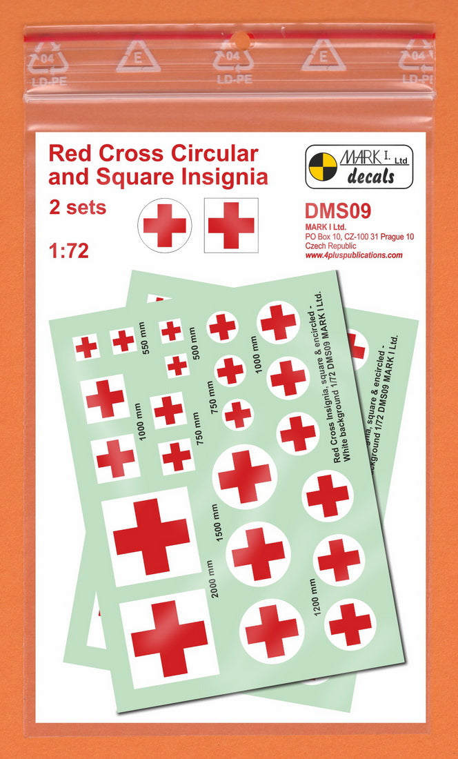 Mark I Decals DMS09 1:72 Red Cross Insignia, square & encircled