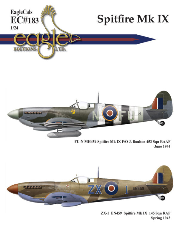 Eagle Cal EAG24183 1:24 Spitfire Mk.IXc FU-N MH454 Spitfire Mk.IX F/O J