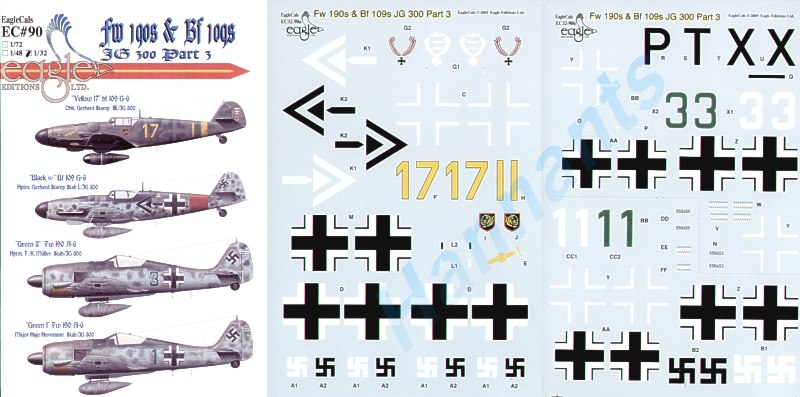 Eagle Cal EAG32090 1:32 Messerschmitt Bf-109G and Focke-Wulf Fw-190A-6