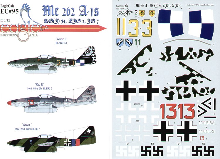 Eagle Cal EAG32095 1:32 Messerschmitt Me-262A-1