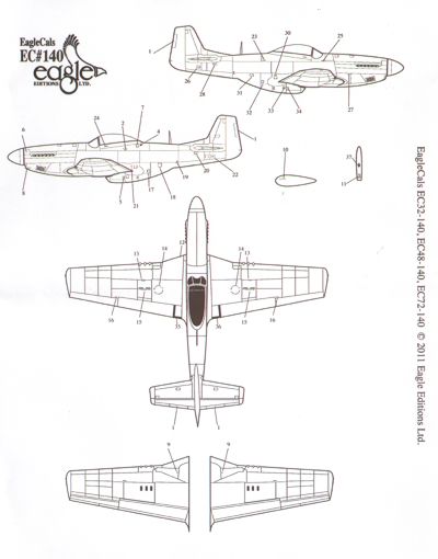Eagle Cal EAG32140 1:32 North-American P-51D Mustang Part 2