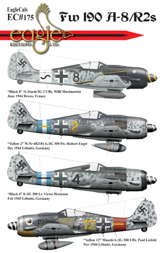 Eagle Cal EAG32175 1:32 Focke-Wulf Fw-190A-8/R2s ' Black 8' 11.Sturm/JG 3 Uffz