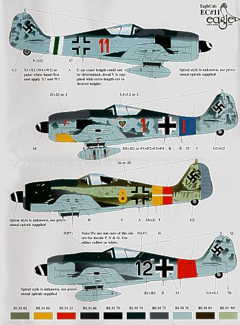 Eagle Cal EAG48011 1:48 Focke-Wulf Fw-190A-8 JG 301; JG 54; JG 1