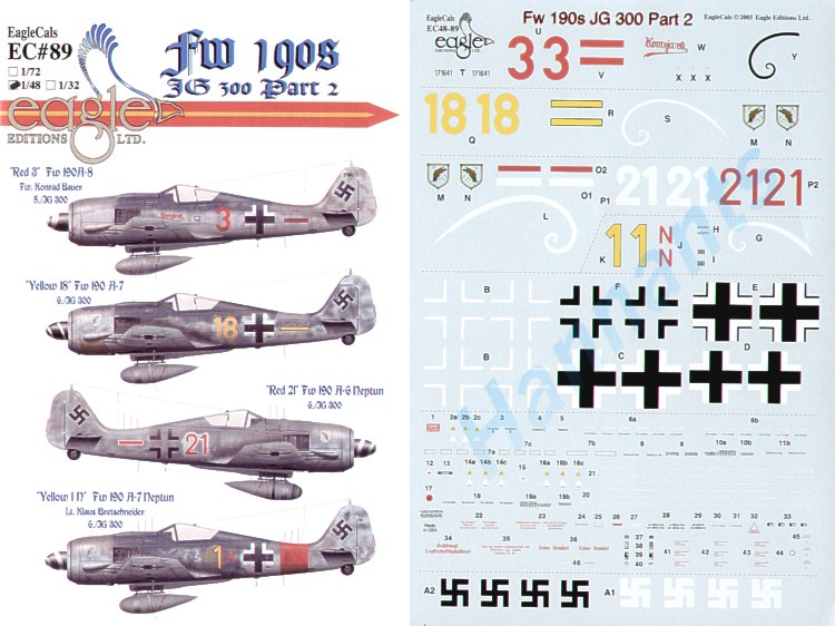 Eagle Cal EAG48089 1:48 Focke-Wulf Fw-190A Jagdgeschwader JG 300 Part 2