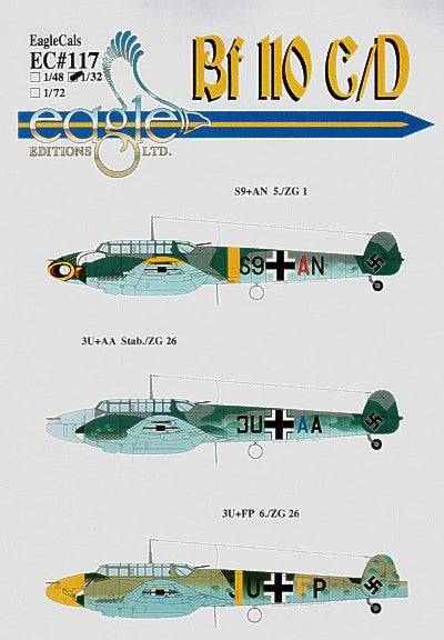 Eagle Cal EAG48117 1:48 Messerschmitt Bf-110C/Bf-110D Pt 1