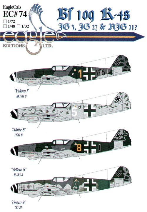 Eagle Cal EAG72074 1:72 Messerschmitt Bf-109K-4