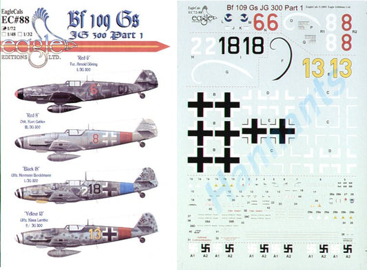 Eagle Cal EAG72088 1:72 Messerschmitt Bf-109G Jagdgeschwader JG 300 Pt 1