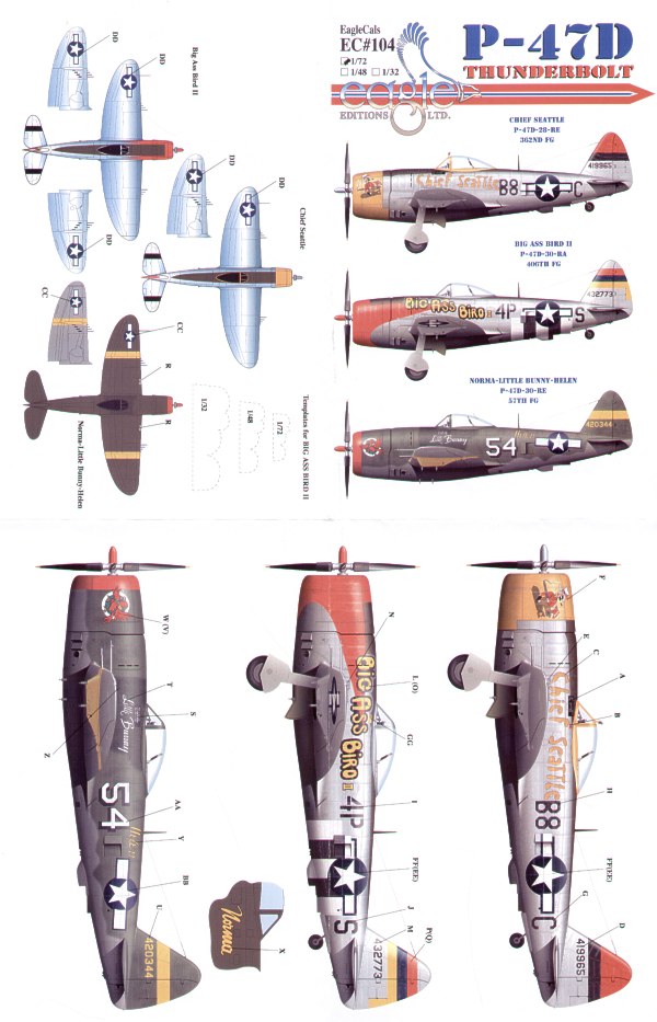 Eagle Cal EAG72104 1:72 Republic P-47D Thunderbolt Pt 1