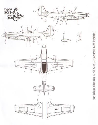 Eagle Cal EAG72140 1:72 North-American P-51D Mustang Part 2