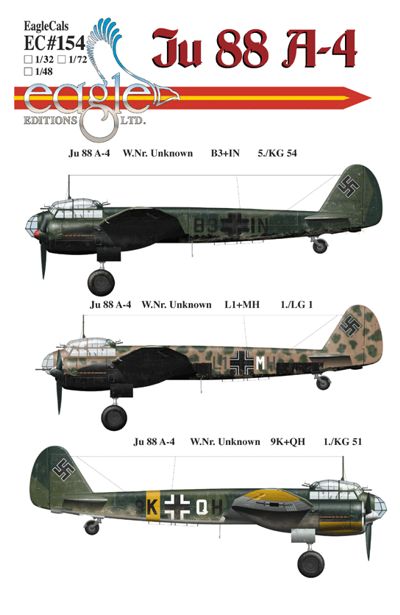 Eagle Cal EAG72154 1:72 Junkers Ju-88A-4 Junkers Ju-88A-4 W.Nr