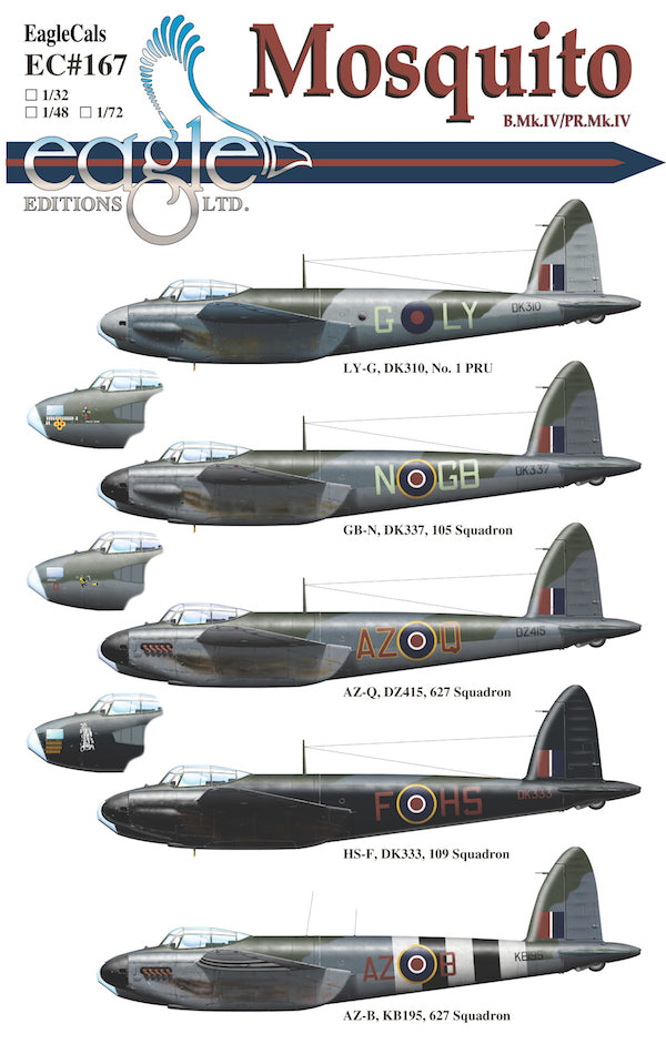 Eagle Cal EAG72167 1:72 de Havilland Mosquito Mk.IV Early Bomber Decals