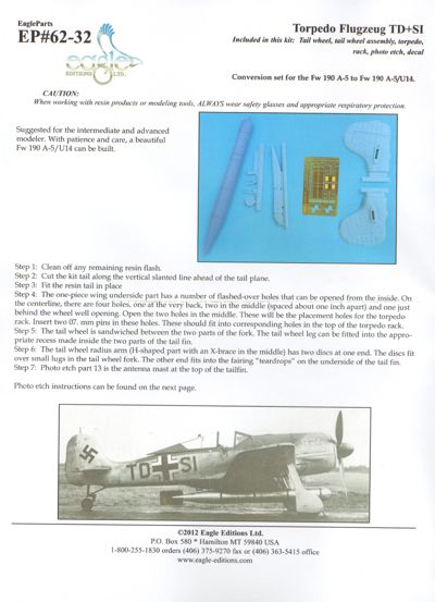 Eagle Parts EAR32062 1:32 Focke-Wulf Fw-190A-4/U14 torpedo Flugzeug