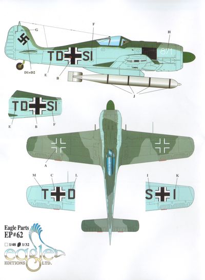 Eagle Parts EAR32062 1:32 Focke-Wulf Fw-190A-4/U14 torpedo Flugzeug