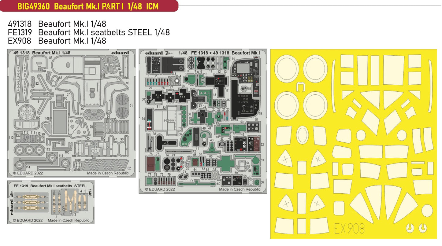 Eduard Big-Ed EBIG49360 1:48 Bristol Beaufort Mk.I PART I