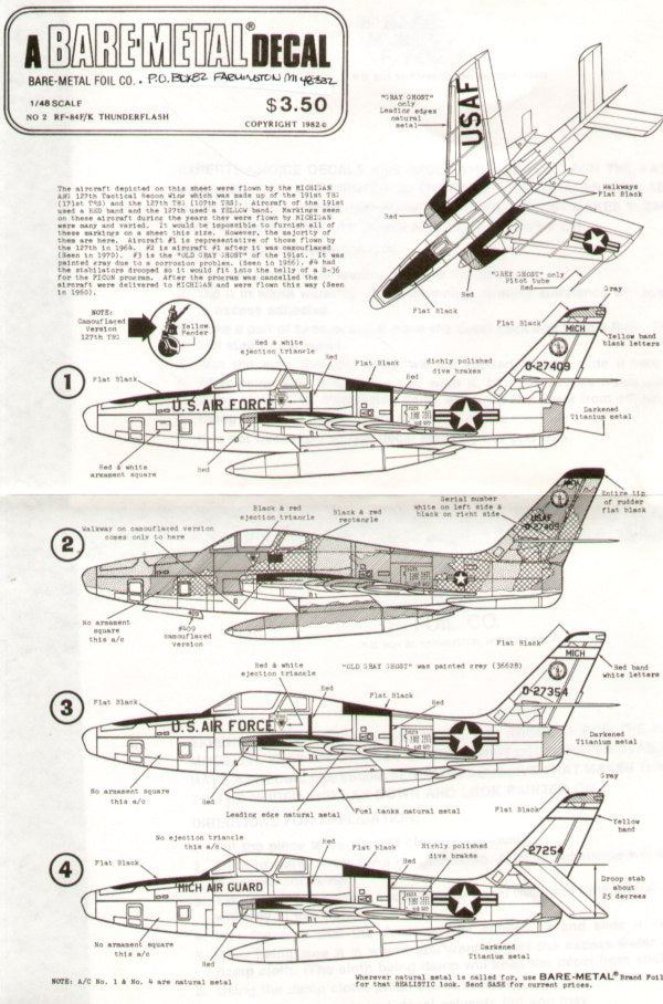 Experts Choice EC4802 1:48 Republic RF-84F/K Thunderflash
