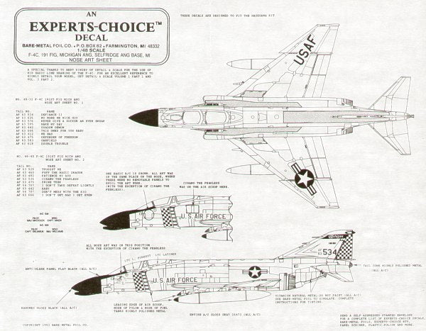 Experts Choice EC4832 1:48 McDonnell F-4C Phantom 191 FIG Selfridge ANG Base