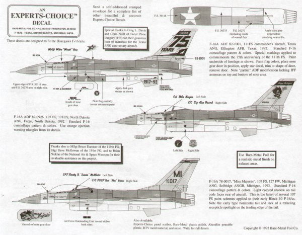 Experts Choice EC7215 1:72 General-Dynamics F-16A Fighting Falcon