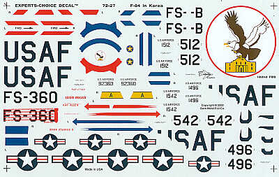 Experts Choice EC7227 1:72 Republic F-84E Thunderjet over Korea