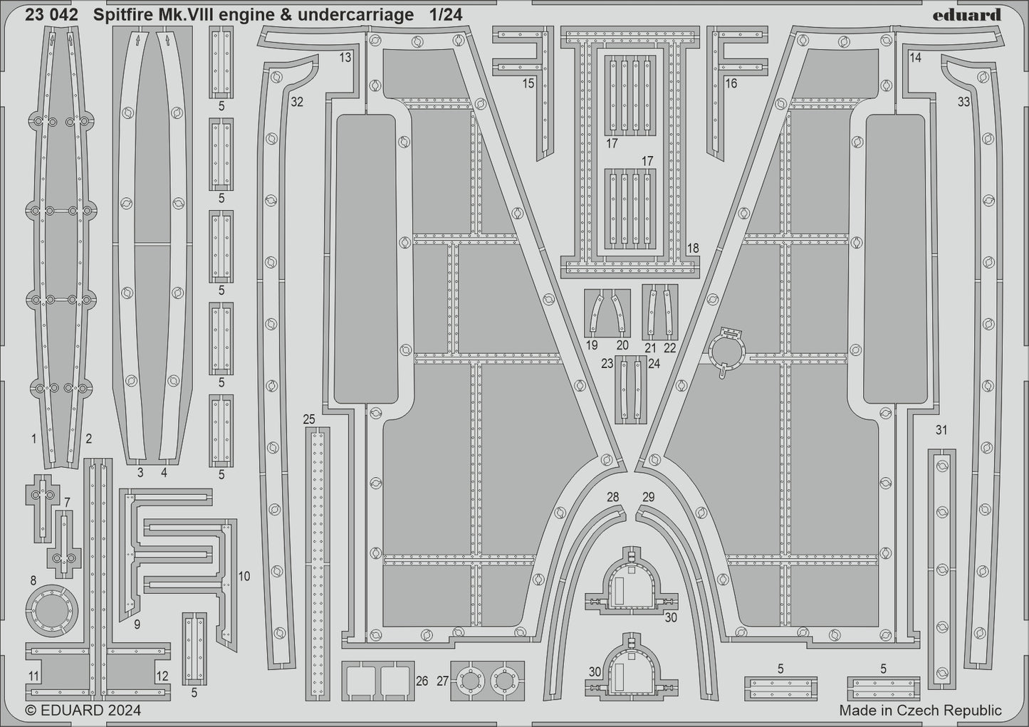 Eduard ED23042 Supermarine Spitfire Mk.VIII engine & undercarriage 1:24