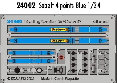 Eduard ED24002 1:24 Sabelt 4 points Blue seatbelts PRE-PAINTED IN COLOUR!
