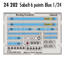 Eduard ED24202 1:24 Sabelt 6 points Blue seatbelts PRE-PAINTED IN COLOUR!