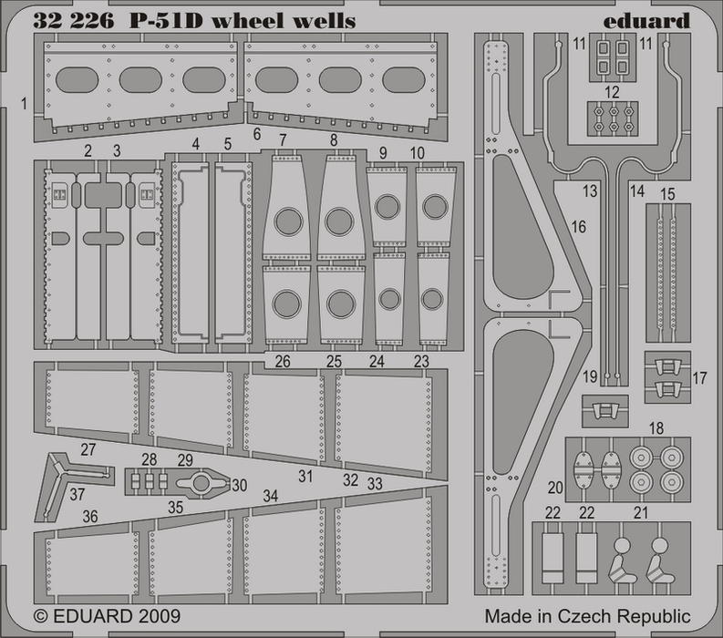 Eduard ED32226 1:32 North-American P-51D Mustang wheel wells details