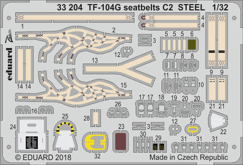 Eduard ED33204 1:32 Lockheed TF-104G Starfighter seatbelts C2 STEEL