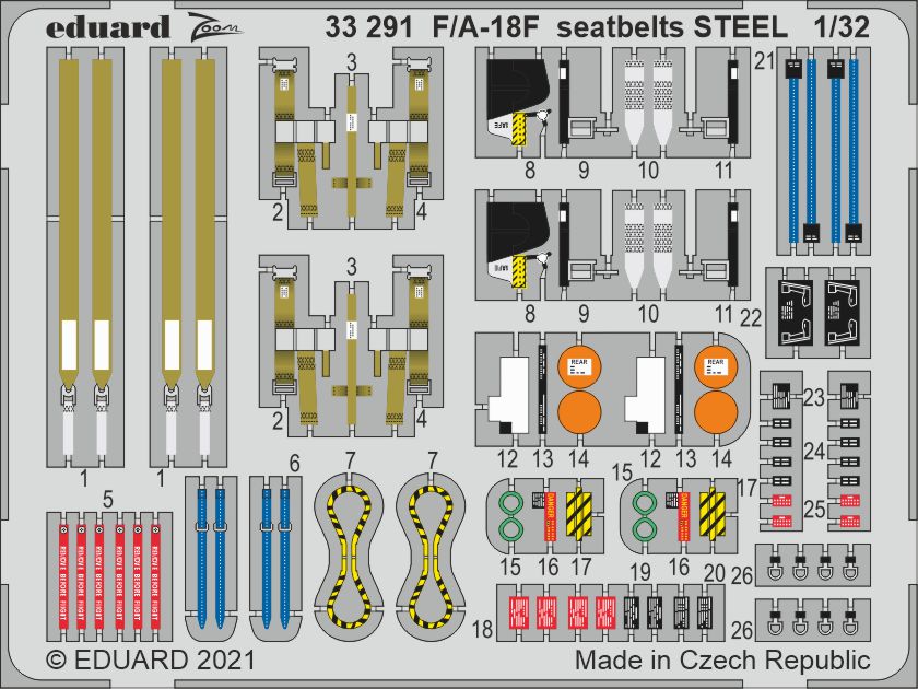 Eduard ED33291 1:32 Boeing F/A-18F Super Hornet seatbelts STEEL