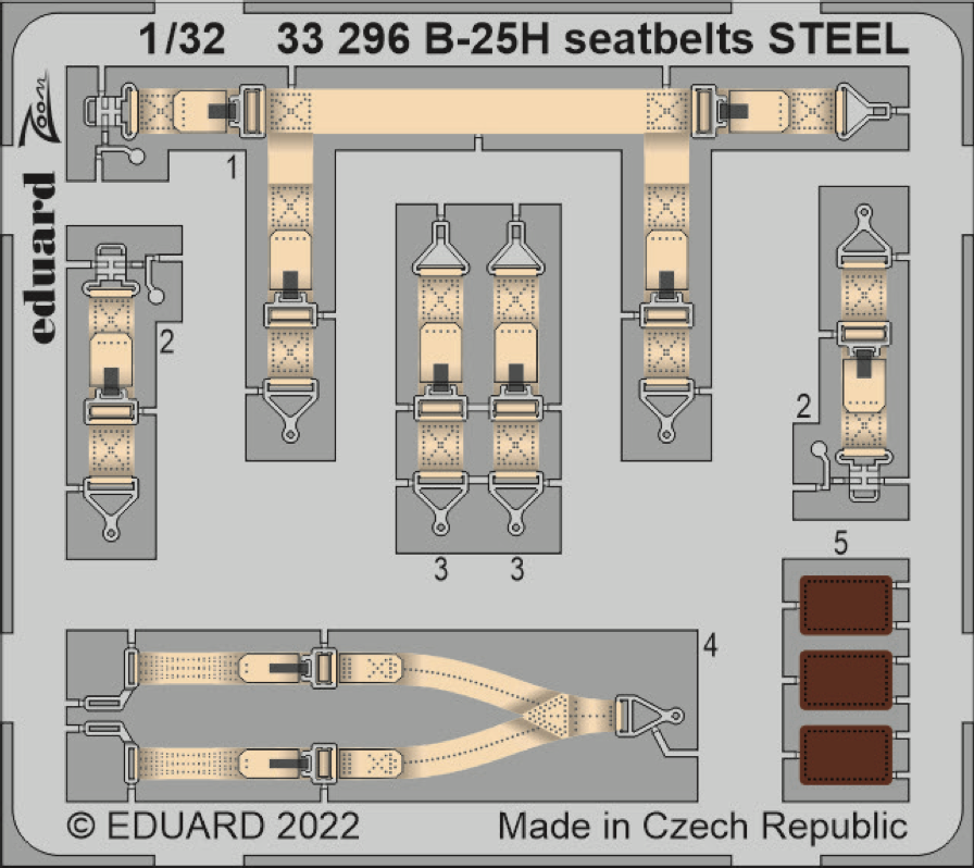 Eduard ED33296 1:32 North-American B-25H Mitchell seatbelts STEEL