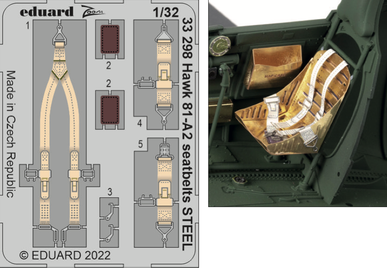 Eduard ED33298 1:32 Curtiss Hawk 81-A2 seatbelts STEEL